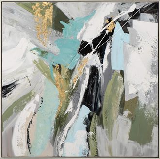 Schubiger M&ouml;bel Bild mit Rahmen Abstrakt in Gr&uuml;nblau T&ouml;nen