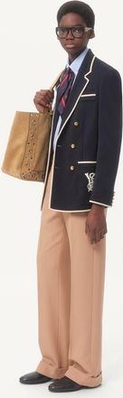 Valentino Giacca Doppiopetto In Lana Con Patch Vg Uomo NOTTE 46