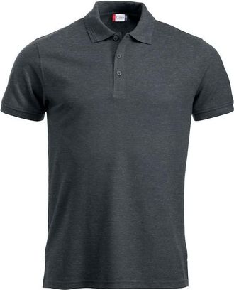 Clique Mens Manhattan half sleeve polo shirt, in Polyester, button closure, sleeve edge with rib, side slits, slim-fit fit fit, Anthracite Melange, XS