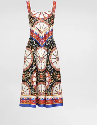 Dolce & Gabbana Carretto-print Twill Dress - Woman Dresses Multi-colored 40