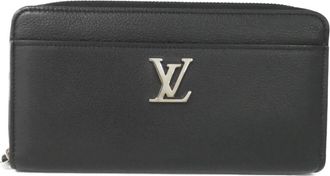 Louis Vuitton Black Leather Long Wallet (Bi-Fold) (Pre-Owned)