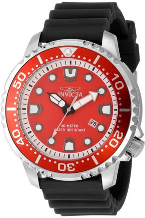 Invicta Pro Diver 49544 Heren Horloge - Quartz Uurwerk - Roestvrij Staal met rode Wijzerplaat - 48mm