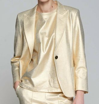 Vilagallo Hillary Stretch Blazer In Gold