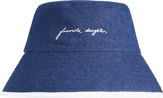 Favorite Daughter Contrast Binding Cotton Denim Bucket Hat in Dark Wash at Nordstrom