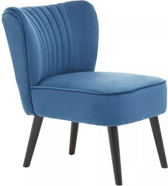 Premier Housewares Interiors by Premier Blue Velvet Chair, Curved Back Accent chair, Easy to Assemble Borg Chair, Comfy Office Chair