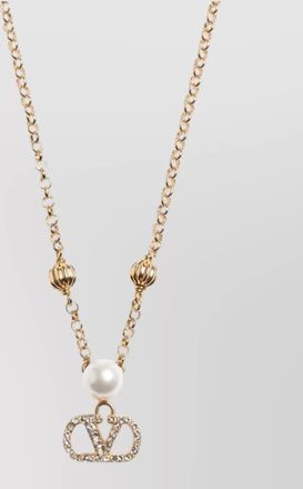 Valentino Garavani vlogo signature necklace metal pearl crystals