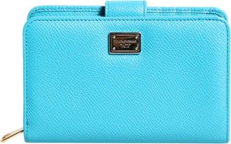 Dolce & Gabbana Womens Light Blue Leather Bifold Continental Clutch Wallet