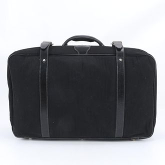 Gucci Black Leather Canvas Handbag Tote Bag (Pre-Owned)