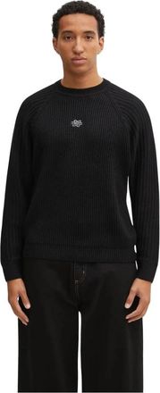 Filling Pieces Gebreide trui Raglan - Heren - Ronde hals truien - Zwart - XL - Wol - Truien & Vesten