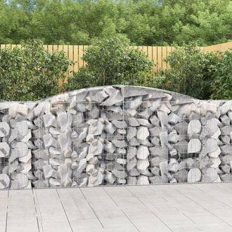 Berkfield Home Arched Gabion Baskets 3 pcs 400x50x100/120 cm Galvanised Iron in Silver
