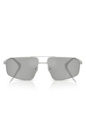 Emporio Armani 59mm Aviator Sunglasses in Matte Silver/clear Silver at Nordstrom