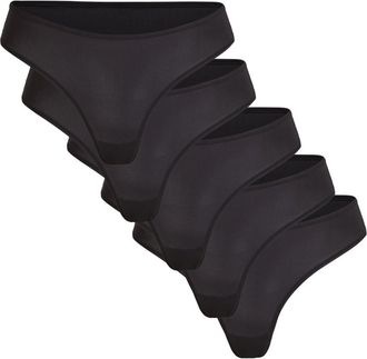 SKIMS Stretch-jersey Thongs - set of Five - Black - Xxl (UK18 / Xxl)