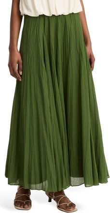 Vince Crinkled Maxi Skirt in Herb at Nordstrom, Size X-Large