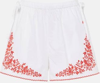 Alemais Hearts embroidered cotton shorts