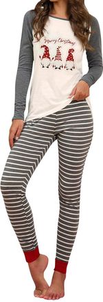 Generic Ladies Pyjamas Set Womens Loungewear Soft Tops Womens Pajama Set Christmas Long Sleeve Print Tops And Pajamas Pants Soft Sleepwear Set Summer Pajamas 