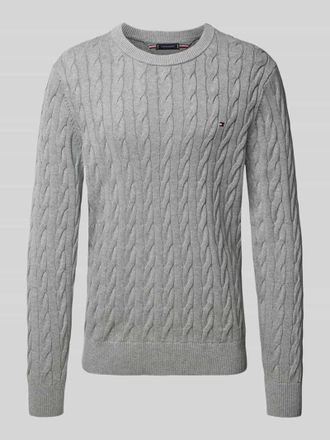 Tommy Hilfiger Regular Fit Strickpullover aus reiner Baumwolle in Hellgrau, Gr&ouml;&szlig;e XL