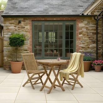 Charles Bentley Teak Folding Bistro Table - Sundial Top in Natural