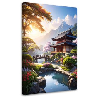 Feeby Cuadro Sobre Lienzo Jard&iacute;n Japon&eacute;s Pagoda Paisaje Naturaleza 70x100