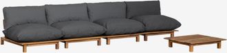 Sklum Sof&aacute; Modular Reclinable De 4 Piezas Con Mesa De Centro En Madera De Acacia Brina Sklum Gris Antracita
