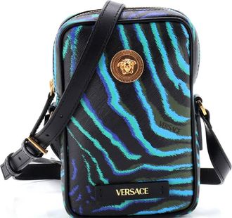 Versace Medusa Biggie Pouch Crossbody Bag Printed Leather Micro