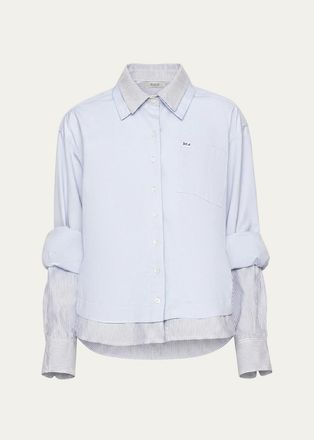 Sea New York Zayna Double-Layer Cotton Button-Front Shirt