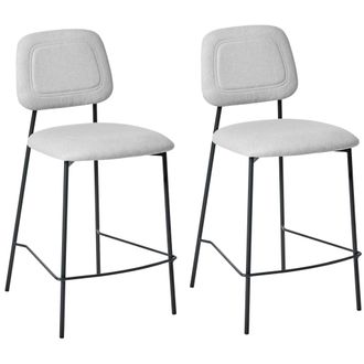 Beliani Beliani - Conjunto De 2 Sillas De Comedor Tapizadas Con Asiento De Lino Sint&eacute;tico Base De Hierro Negro Gris Claro Duette