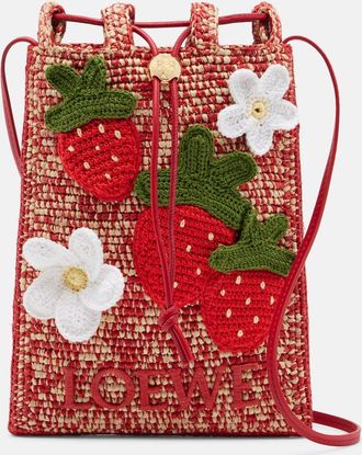 Loewe Paulas Ibiza raffia pouch with strap