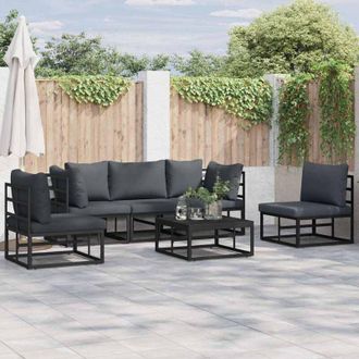 vidaXL Conjunto De Sof&aacute; De Jard&iacute;n Con Coj&iacute;n 5 Pcs Negro Aluminio Vidaxl