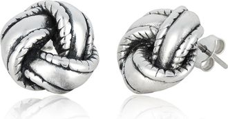 MAX + STONE 925 Sterling Silver Oxidized Love Knot Stud Earrings
