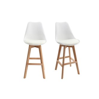 Miliboo Miliboo - Lote De Dos Taburetes De Bar Dise&ntilde;o Blancos 65cm Pauline