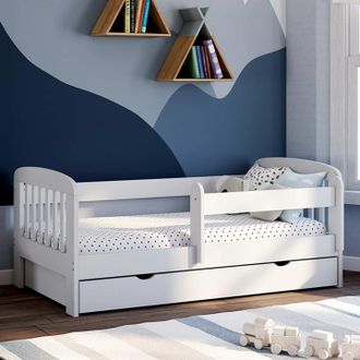 IDMarket Idmarket - Cama Infantil 80 X 160 Cm Lilia 1 Caj&oacute;n De Almacenaje Con Somier Y Barandillas