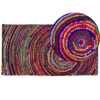 Beliani Alfombra Multicolor De Algod&oacute;n 80 X 150 Cm Rectangular Patr&oacute;n Abstracto Tejida A Mano Boho Malatya