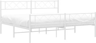 vidaXL Estructura cama sin colchón con estribo metal blanco 193x203 cm Vidaxl
