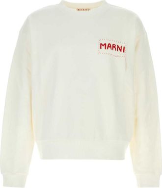 Marni White Crewneck Logo Sweatshirt