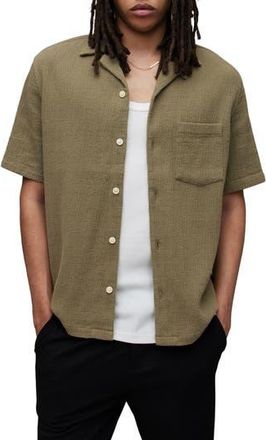AllSaints Eularia Textured Camp Shirt in Earthy Brown at Nordstrom Rack, Size Large