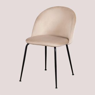 Sklum Sklum - Pack De 4 Sillas De Comedor En Terciopelo Kana Design Marr&oacute;n Trigo Negro