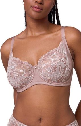 Montelle Intimates Muse Underwire Full Cup Lace Bra in Moonshell/Chantilly at Nordstrom, Size 32H
