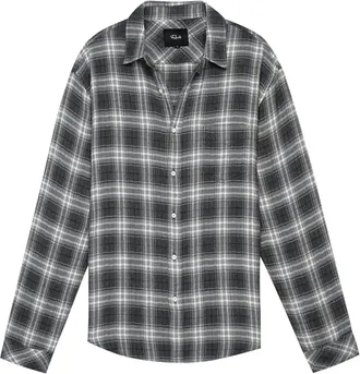 Rails Mens Brushed Lennox Shirt In Charcoal Heather Gray Cream