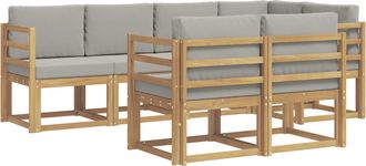 vidaXL Conjunto De Sof&aacute;s De Exterior 7 Uds. Blanco Y Gris Claro Vidaxl