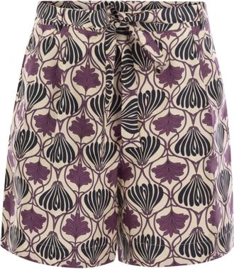 Max Mara Metello Printed Silk Fluid Short Broeken - Dames - Bermuda - Veelkleurig - XS - Korte Broeken
