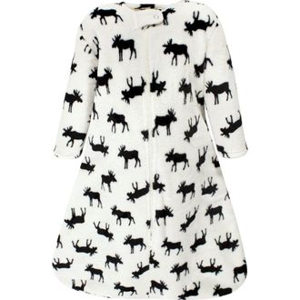 Hudson Baby Flannel Sleep Sack with Plush Full-Arm Coverage in Long-Sleeve Moose at Nordstrom