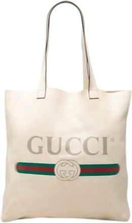 Gucci Pre-owned Vintage Tote Bag - Dames - Vintage Shopper - Beige - ONE Size - Leer - Vintage