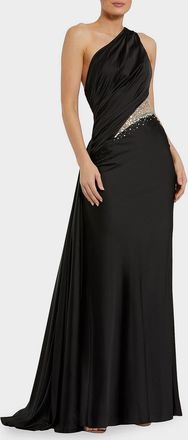 Mac Duggal Cutout Satin One-Shoulder Gown
