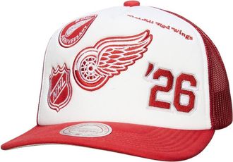 Mitchell & Ness Mens Mitchell & Ness White/Red Detroit Red Wings Gridlock Trucker Adjustable Hat at Nordstrom