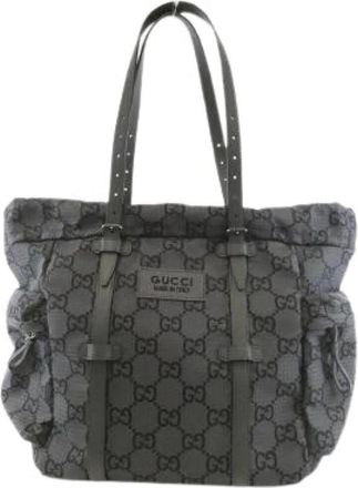 Gucci Pre-owned Tote Bags, female, Gray, Size: ONE SIZE Pre-owned GG Polyester Tote Bag