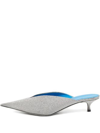 Balenciaga 50mm Knife glitter mules - Silver