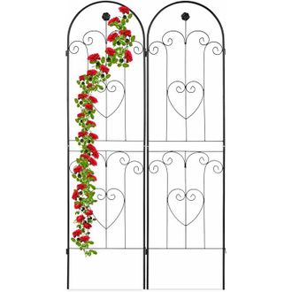 Relaxdays Relaxdays Garden Trellis, Set of 2, 180 x 50 cm, Support for Climbing Plants, Free-Standing, Rose Frame, Iron, Black