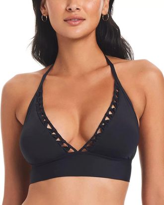 Bleu Rod Beattie Pulling Strings Halter Bikini Top Womens Black GBO2329