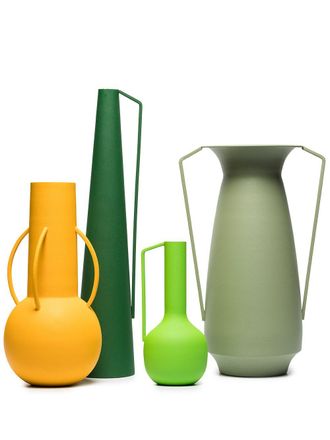 Pols Potten Roman powder-coated vases (set of 4) - unisex - Metal - One Size - Green