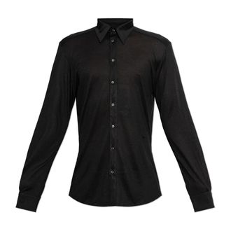 Dolce & Gabbana Zijden Blouse - Heren - Zakelijke Overhemden - Zwart - XL - Leer - Overhemden